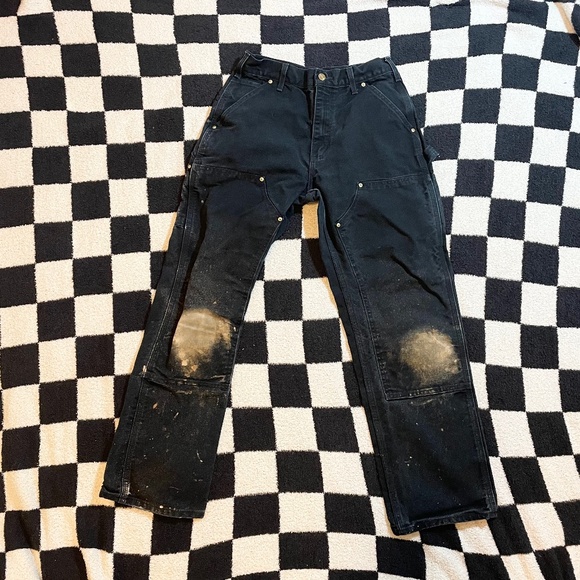 Carhartt Double Knee Pants Made In USA THRASHED 30 X 30 B01-BLK - Picture 1 of 4